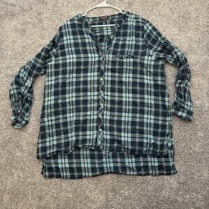Roamans Button Shirt Plus 22W Plaid Festive Holiday Sparkle Western Cowgirl Chic